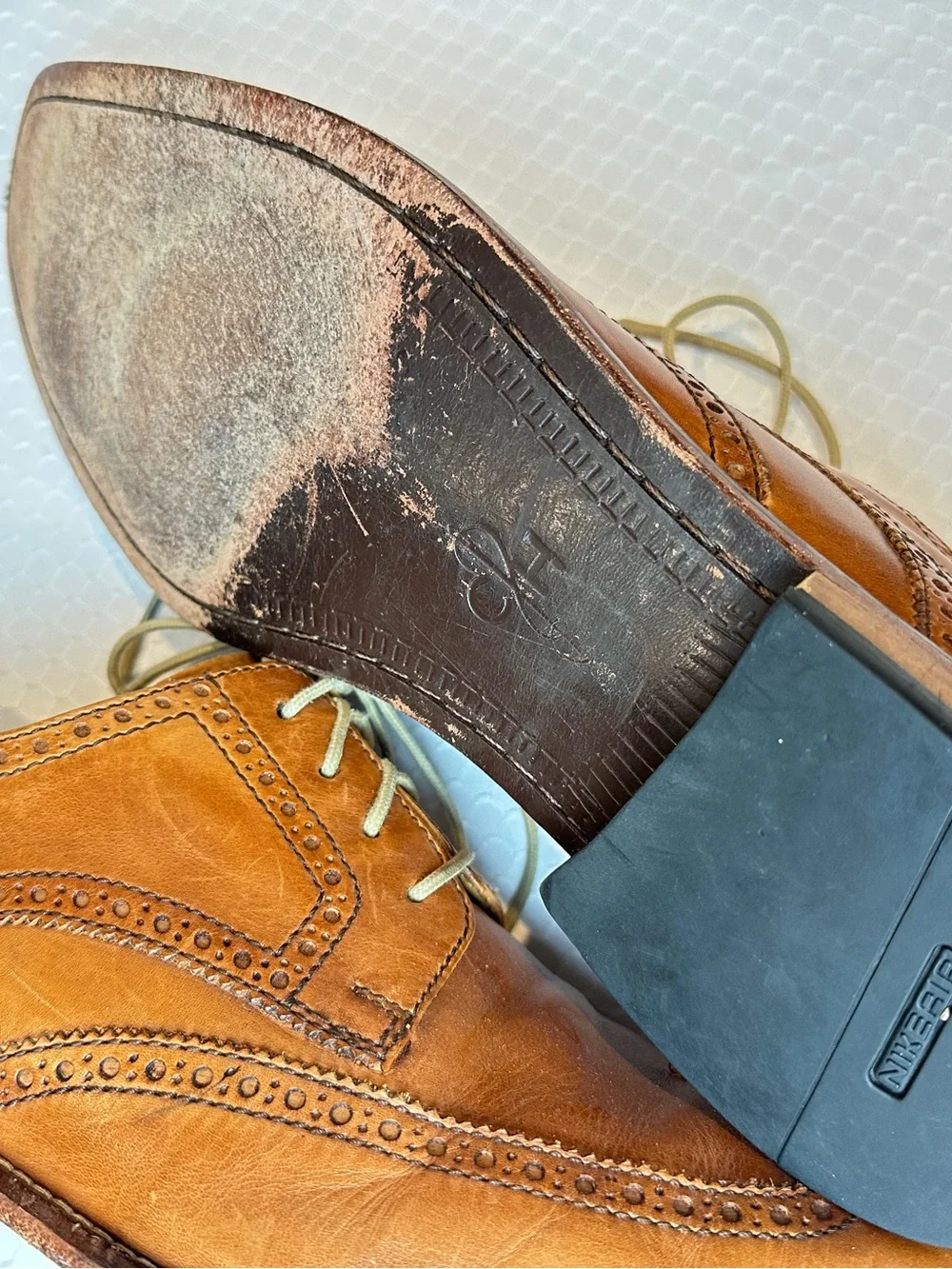 Cole Haan Giraldo Wingtip Shoes British Tan Leather Oxford Derby 14